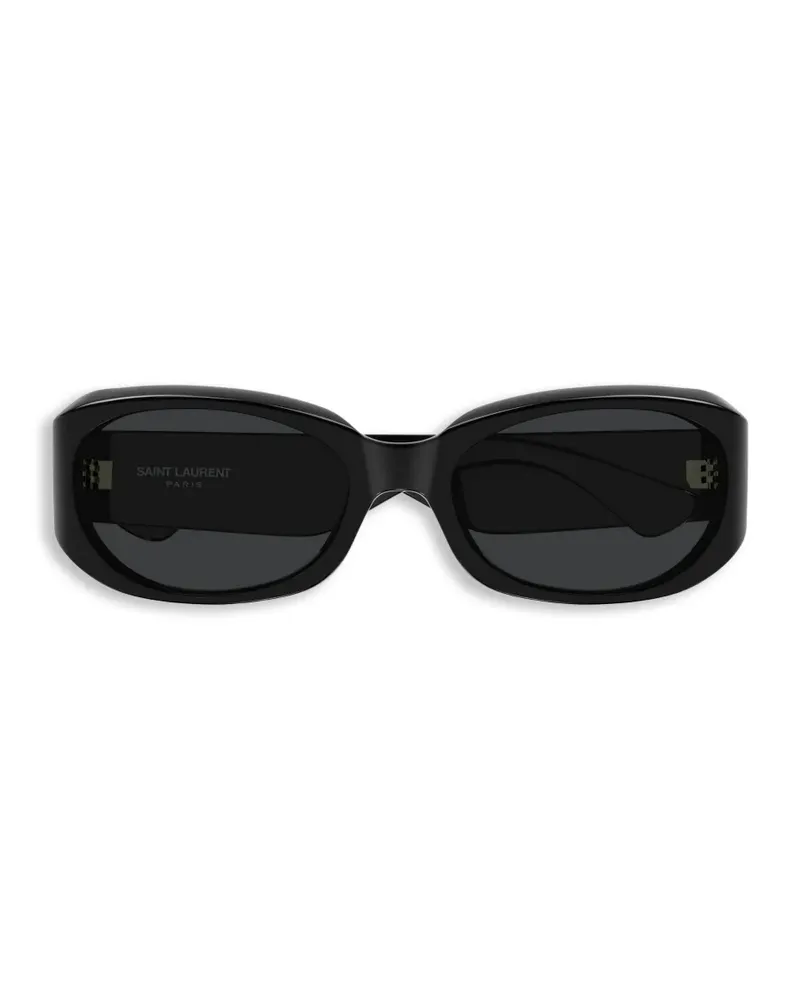 Saint Laurent Sonnenbrille mit ovalem Gestell - Schwarz Schwarz