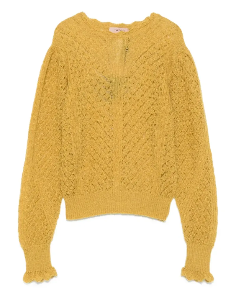 Twin-Set Pullover mit gerüschten Bündchen - Gelb Gelb