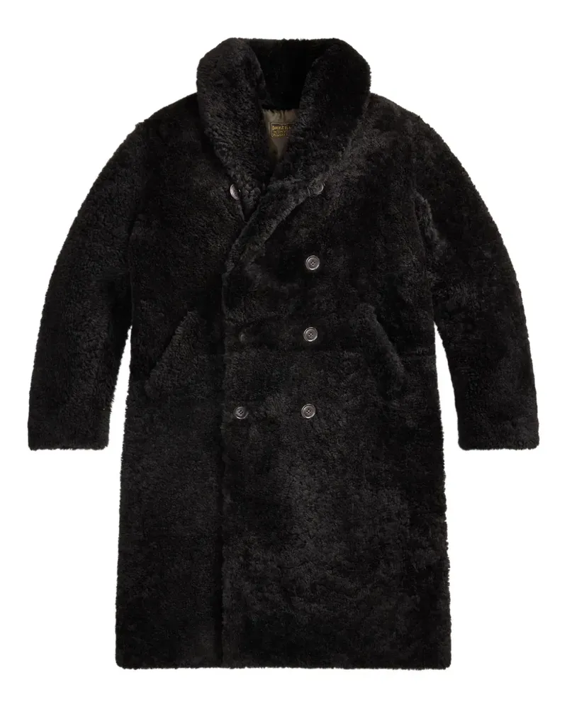 Ralph Lauren Doppelreihiger Shearling-Mantel - Schwarz Schwarz