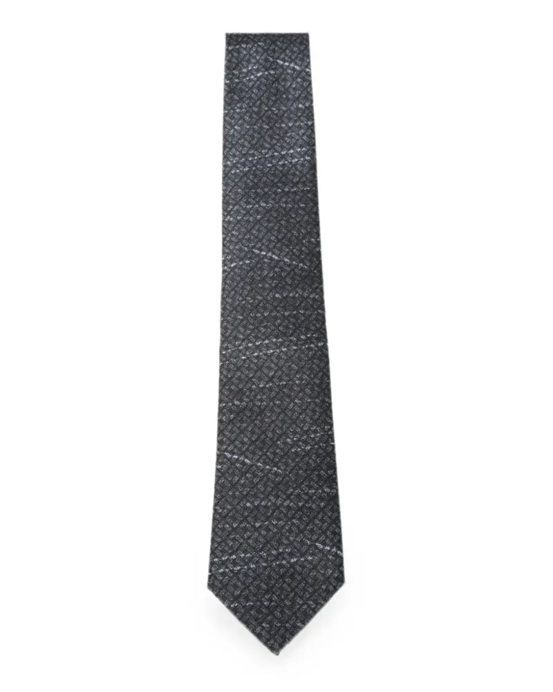 Emporio Armani geometric-pattern tie - Schwarz Schwarz