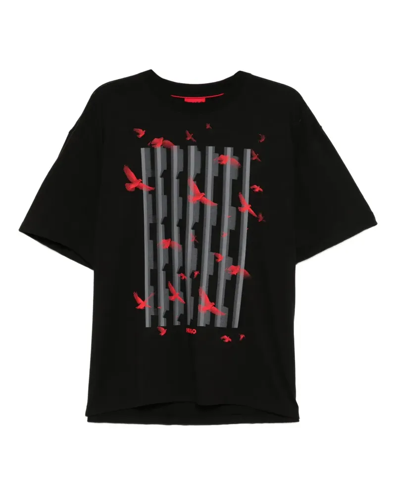 HUGO BOSS T-Shirt mit grafischem Print - Schwarz Schwarz