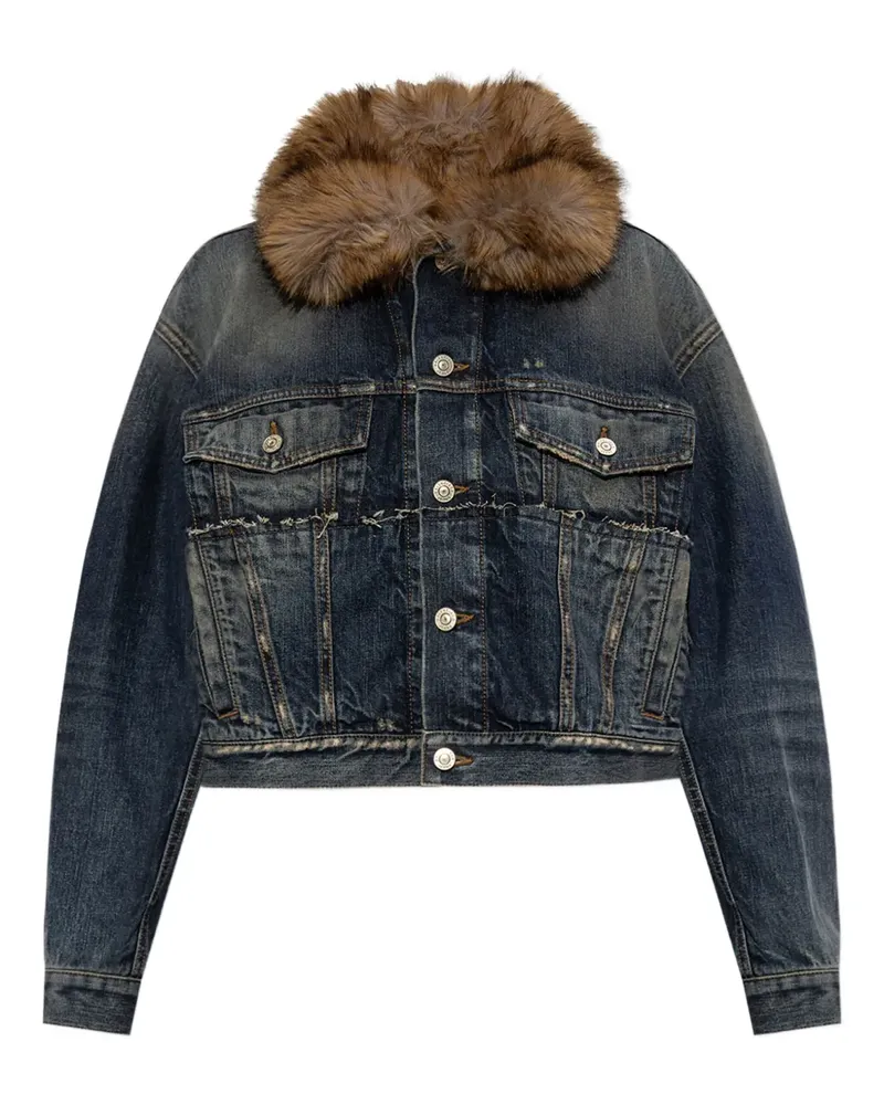 Balenciaga Jeansjacke mit Faux-Fur-Kragen - Blau Blau