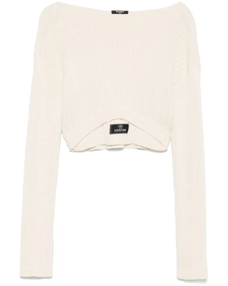 Balmain Geripptes Tanktop - Nude Nude