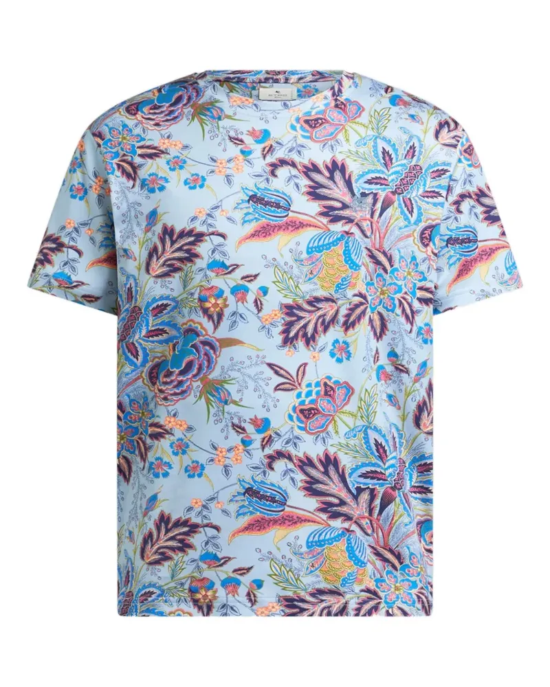 Etro T-Shirt mit Blumen-Print - Blau Blau