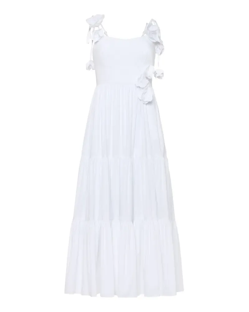 Cinq à Sept Gestuftes Kael Kleid mit Blumenapplikation - Weiß Weiß