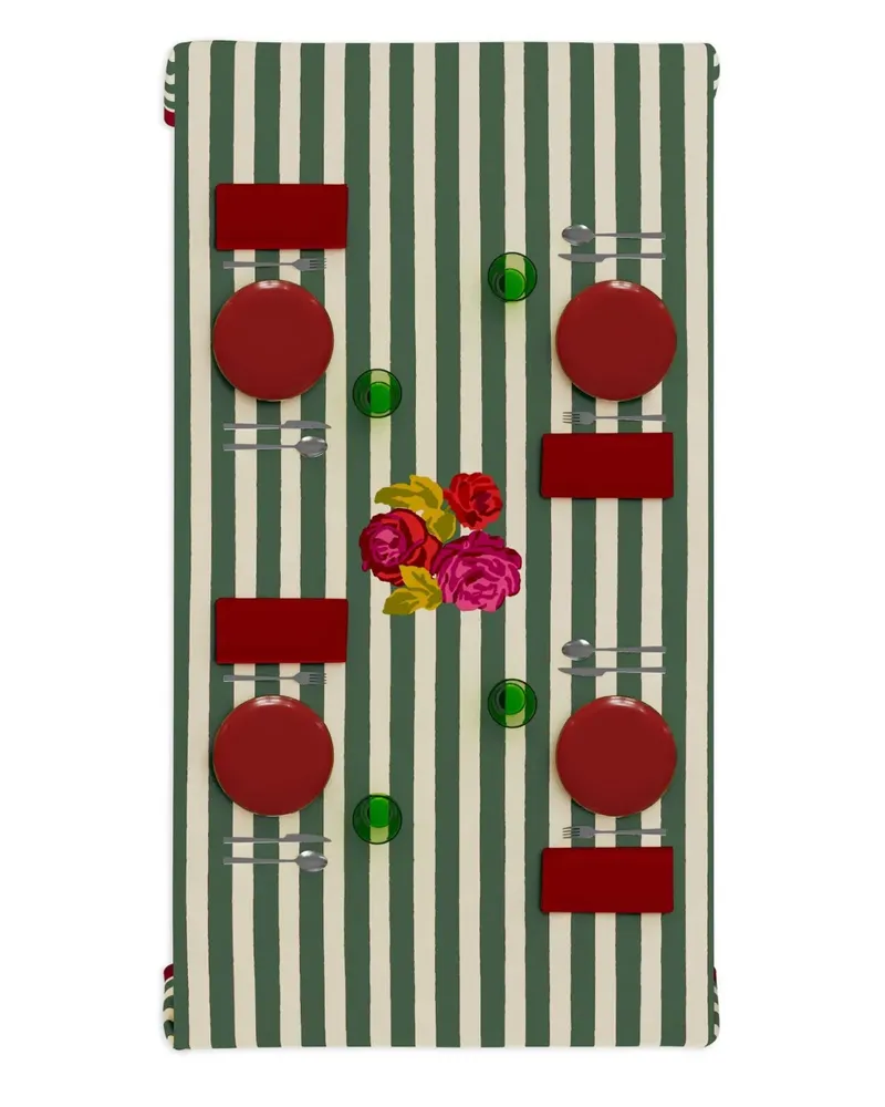 Lisa Corti stripe rose tablecloth - Grün Grün
