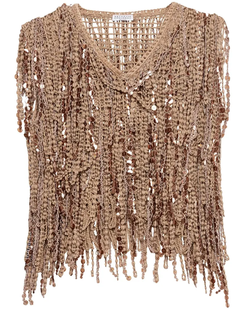 Brunello Cucinelli Dazzling Cascades Oberteil - Braun Braun
