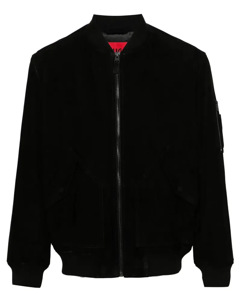 HUGO BOSS Bomberjacke aus Wildleder - Schwarz Schwarz