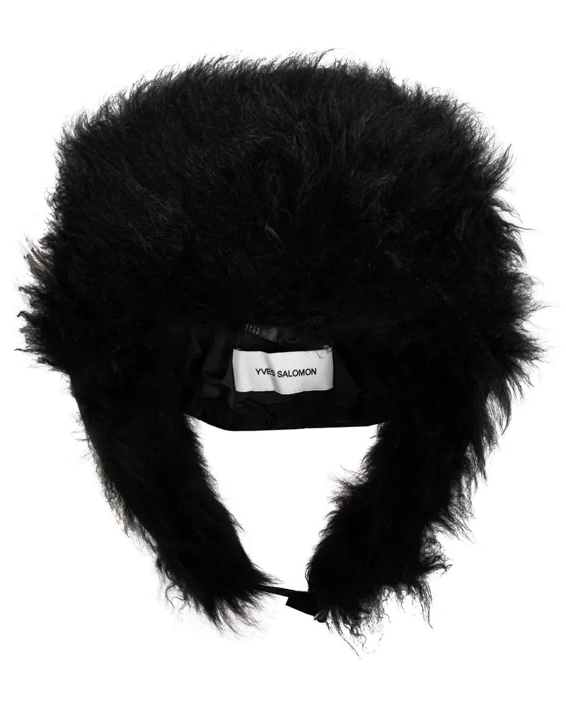 Yves Salomon Hut mit Pelzbesatz - Schwarz Schwarz