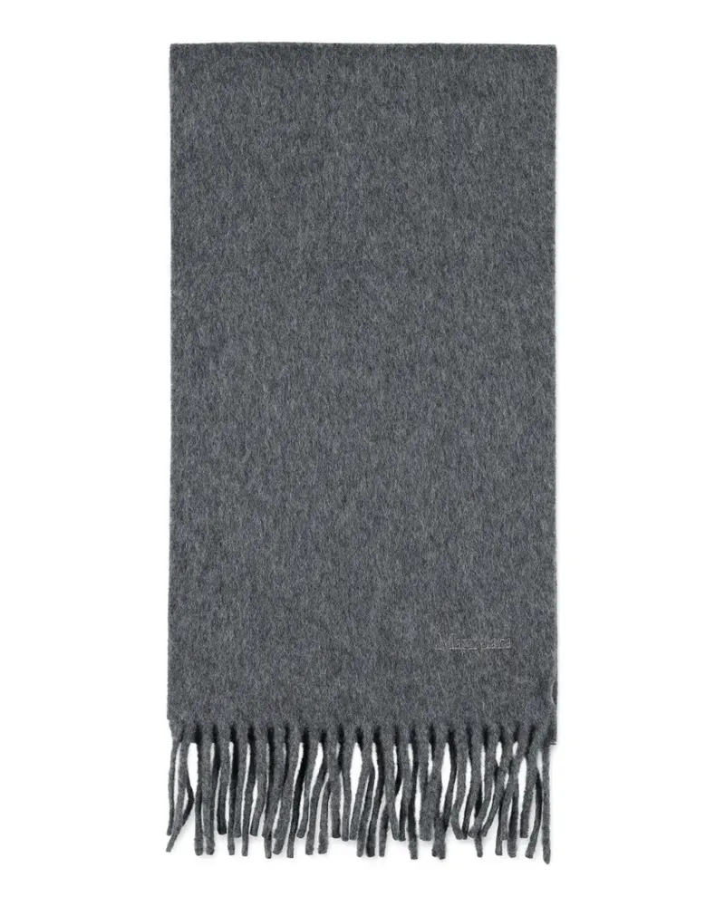 Max Mara embroidered logo fringe scarf - Grau Grau