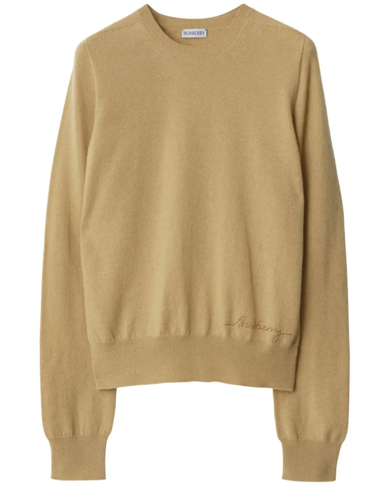 Burberry Kaschmirpullover mit Logo-Stickerei Nude