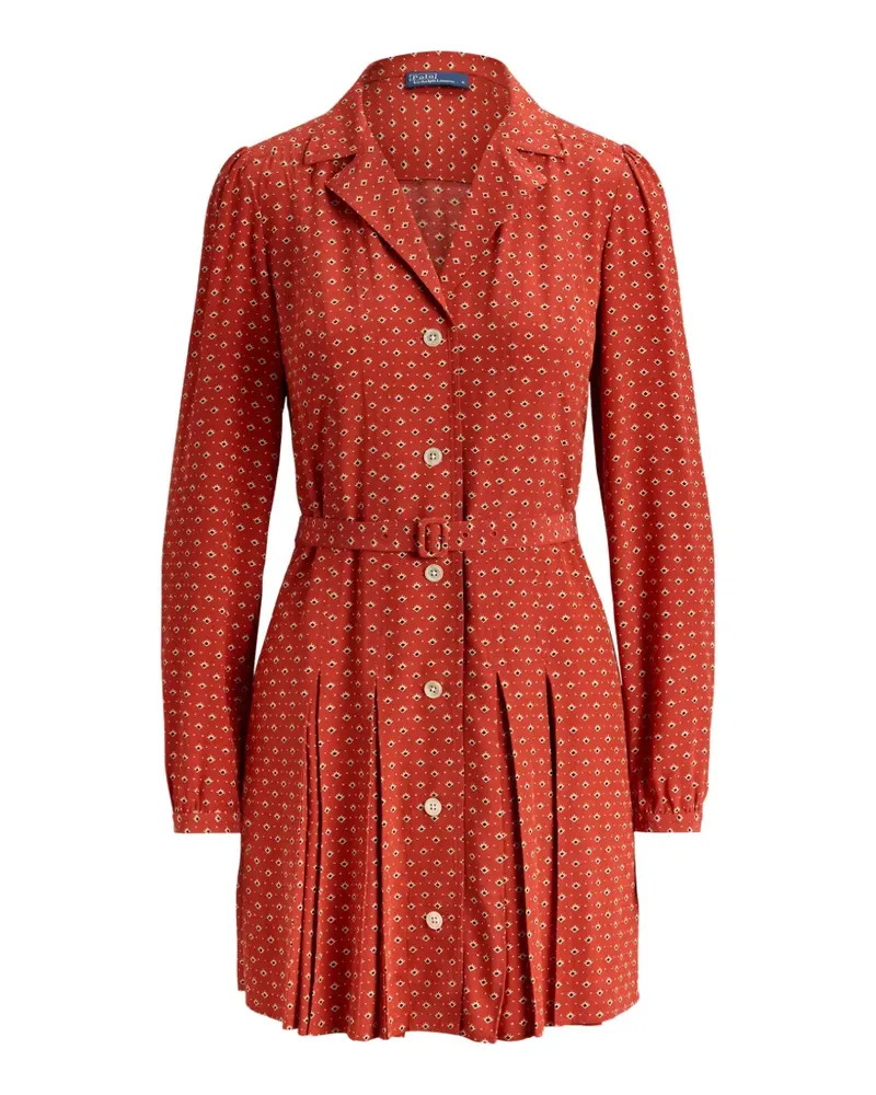 Ralph Lauren Kenna Faltenkleid mit Gürtel - Rot Rot