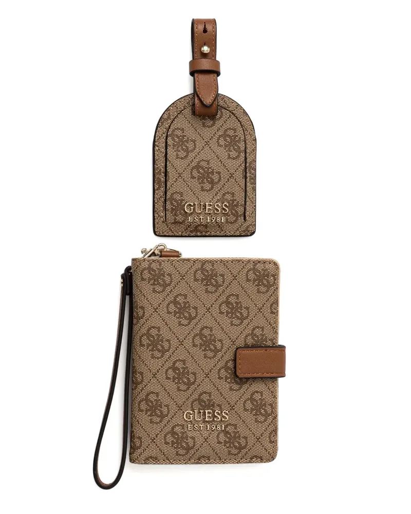 Guess Pass- und Gepäckanhänger-Set mit Logo-Prägung - Braun Braun