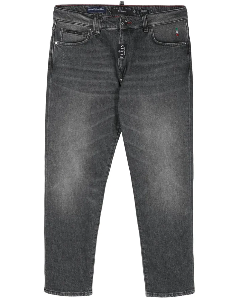 Philipp Plein Halbhohe Detroit Fit Straight-Leg-Jeans - Grau Grau