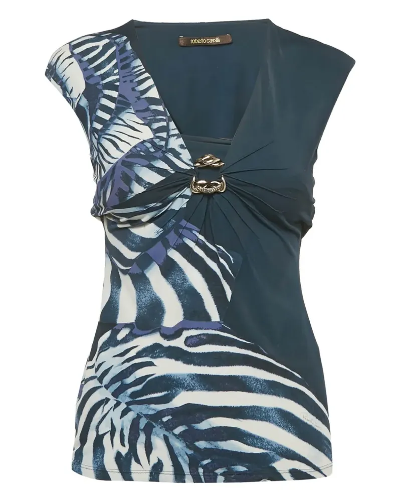 Roberto Cavalli jersey zebra print top - Blau Blau