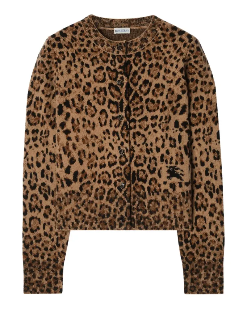 Burberry Kaschmircardigan mit Leopardenprint - Nude Nude