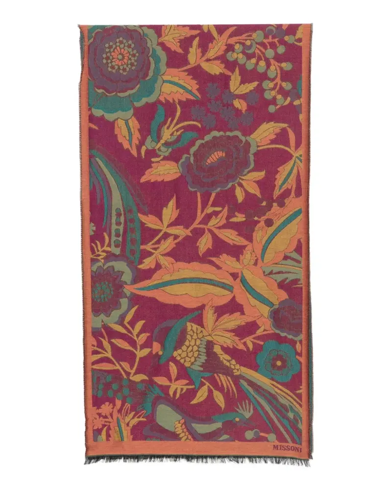 Missoni floral-jacquard frayed scarf - Rosa Rosa