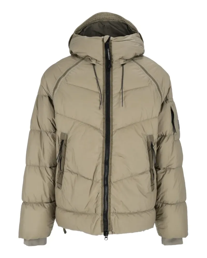 C.P. Company Down Shield Lens hooded puffer jacket - Nude Nude