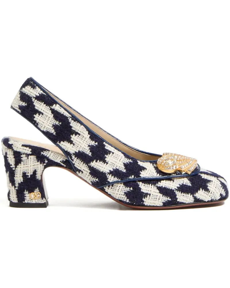 Valentino Garavani Adamantine Slingback-Pumps mit Hahnentrittmuster 60mm - Weiß Weiß