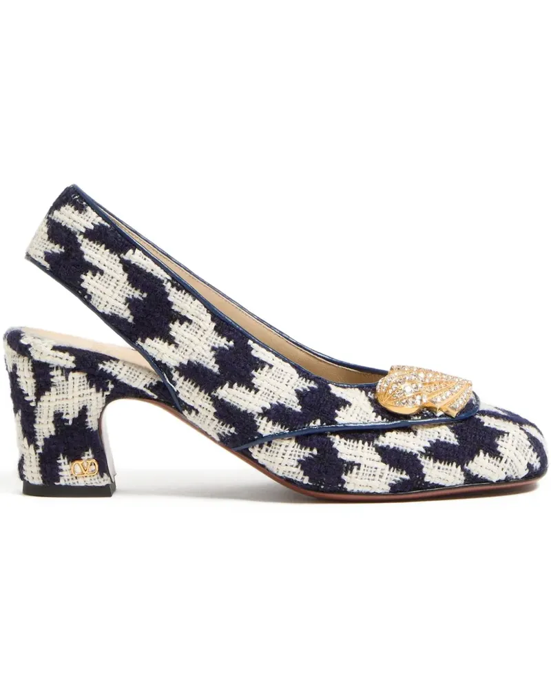 Valentino Garavani Adamantine Slingback-Pumps mit Hahnentrittmuster 60mm - Weiß Weiß