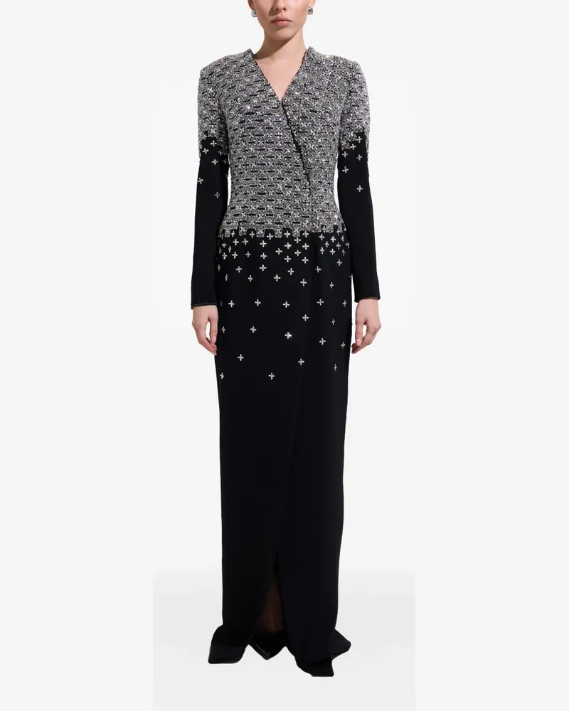 Dina Melwani Kristallverziertes Kleid - Schwarz Schwarz