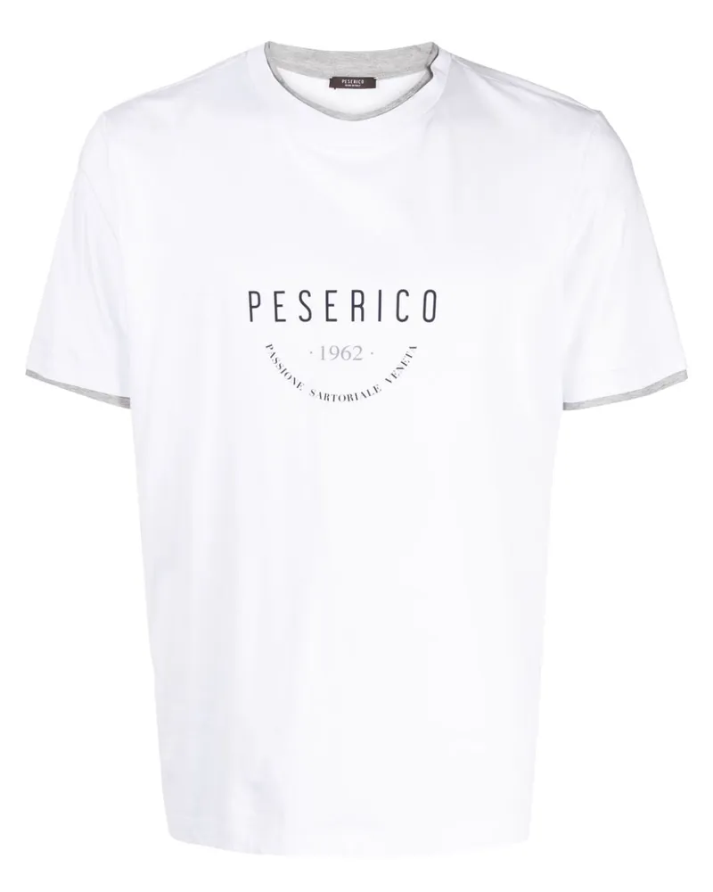 Peserico T-Shirt mit Logo-Print Weiß