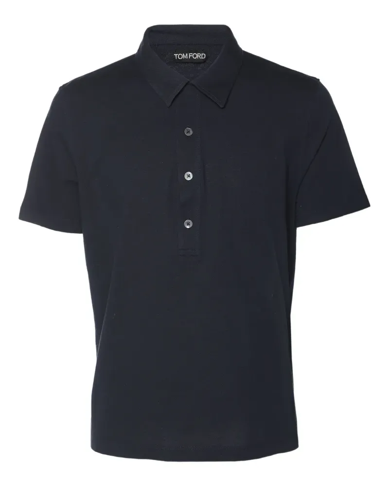 Tom Ford Poloshirt mit Knopfleiste - Blau Blau