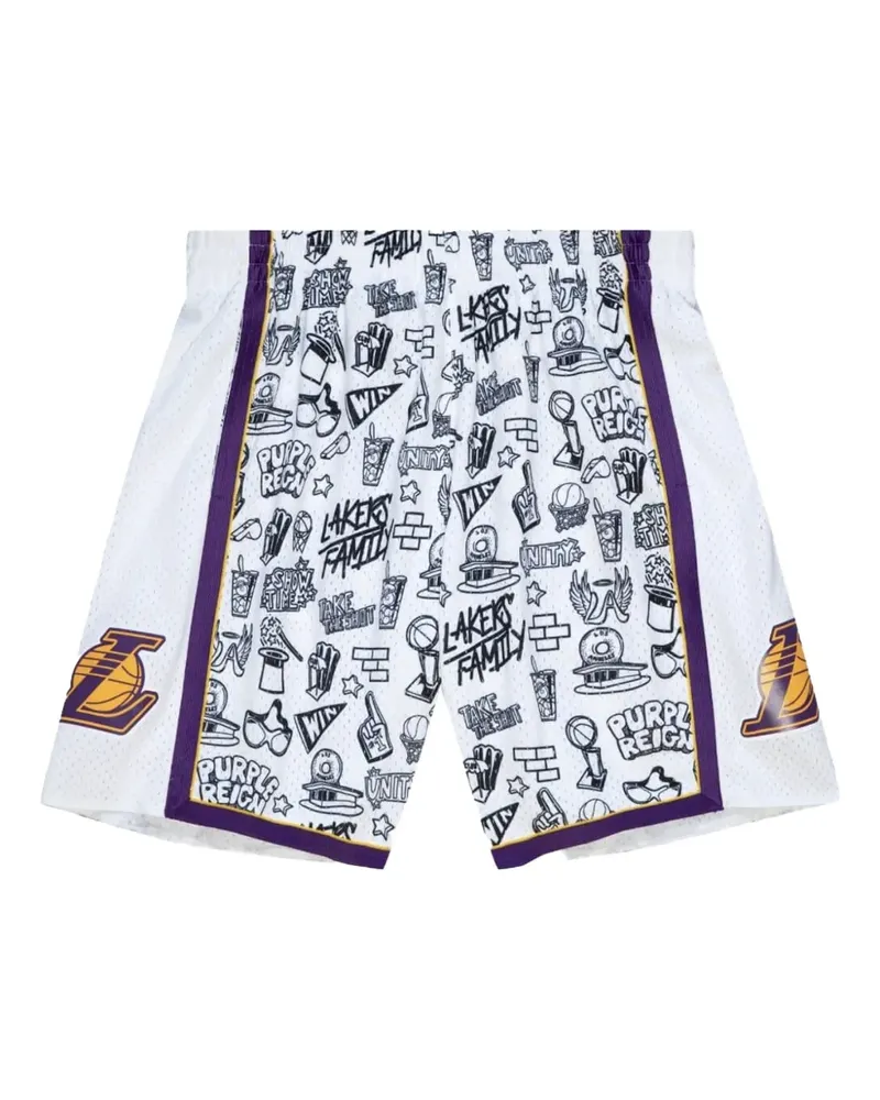 Mitchell & Ness LA Lakers 2009 Doodle Swingman Shorts - Weiß Weiß