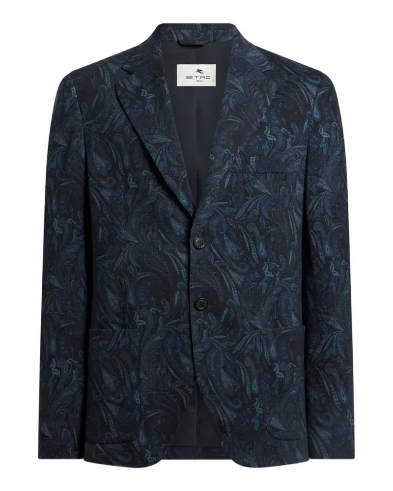 Etro paisley-motif single-breasted blazer - Blau Blau