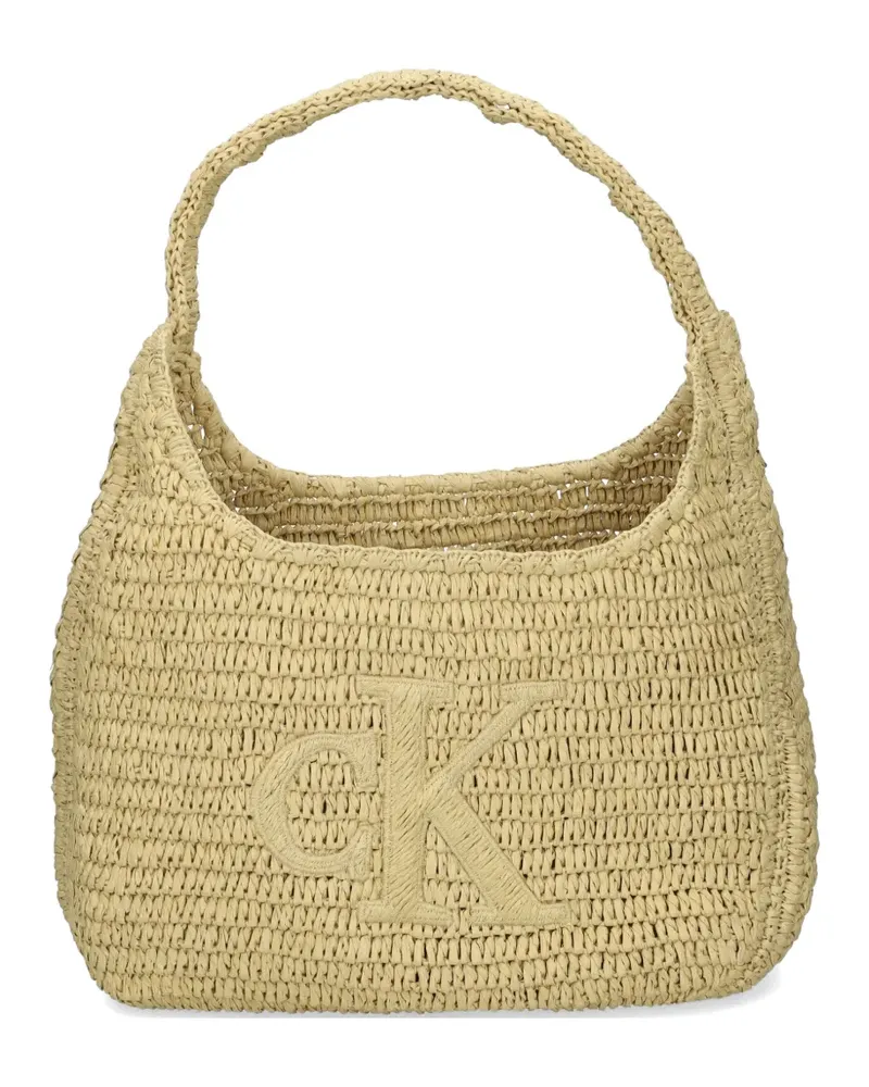 Calvin Klein logo braided shoulder bag - Nude Nude