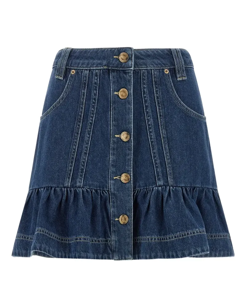 FARM Rio Gerüschter Minirock aus Denim - Blau Blau