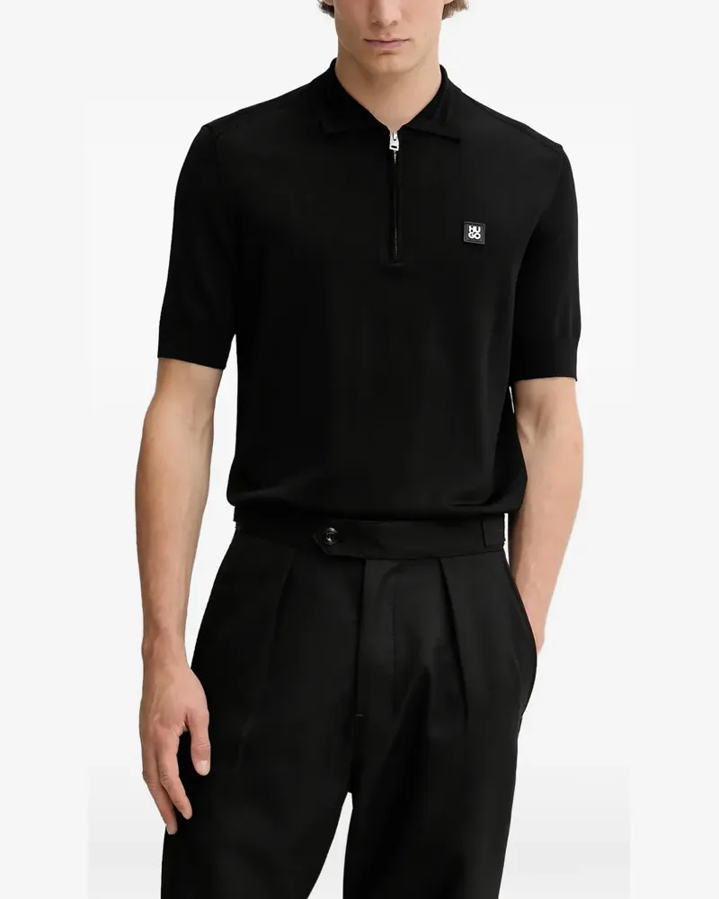 HUGO BOSS zip logo polo shirt - Schwarz Schwarz