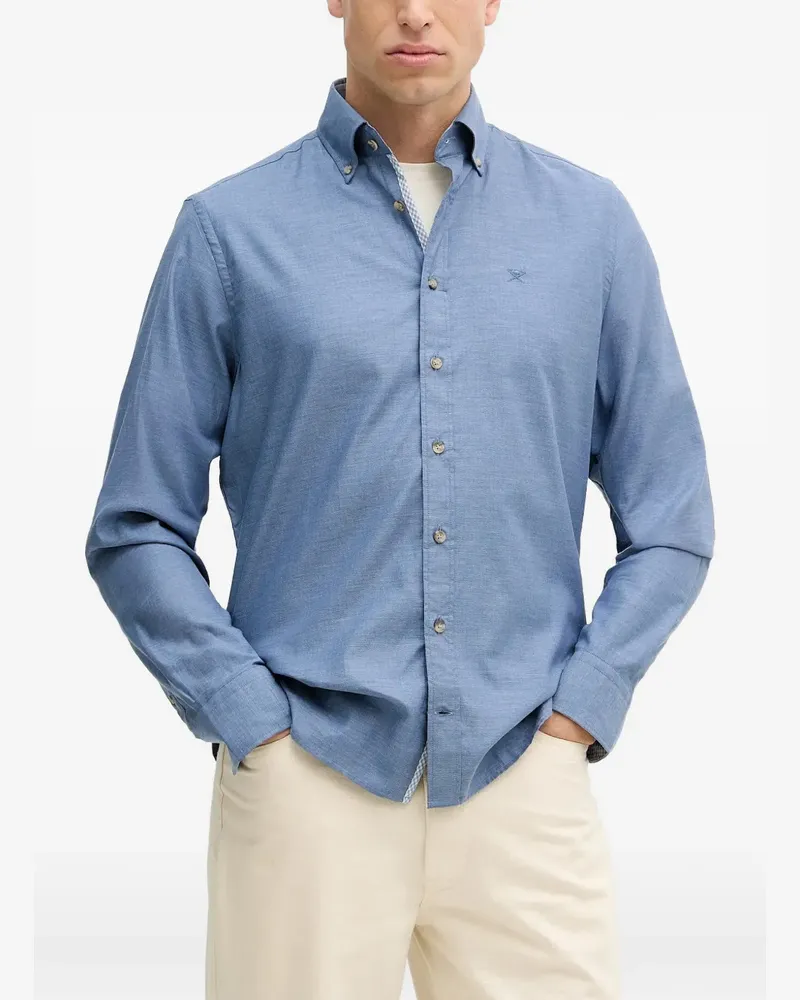 Hackett Hemd mit Logo-Stickerei - Blau Blau