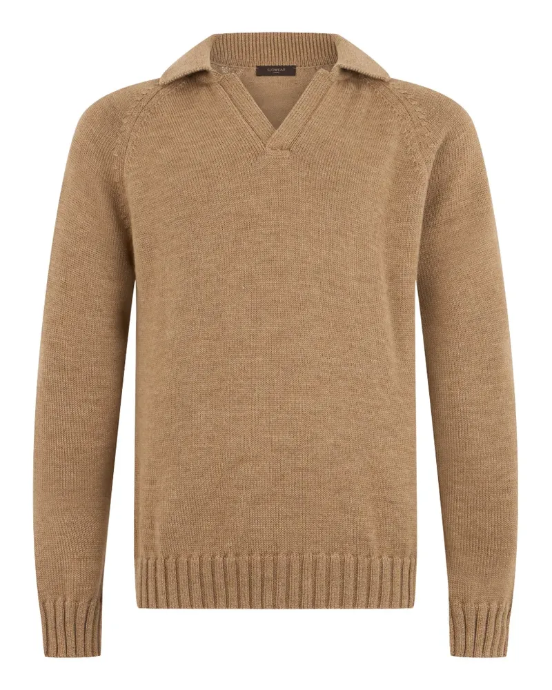 Slowear Pullover mit Raglanärmeln und Kragen - Braun Braun