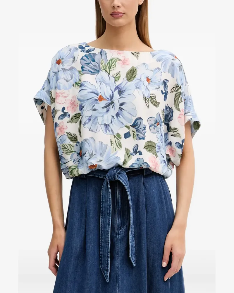 Oui  Oberteil mit Blumenmuster - Weiß Weiß