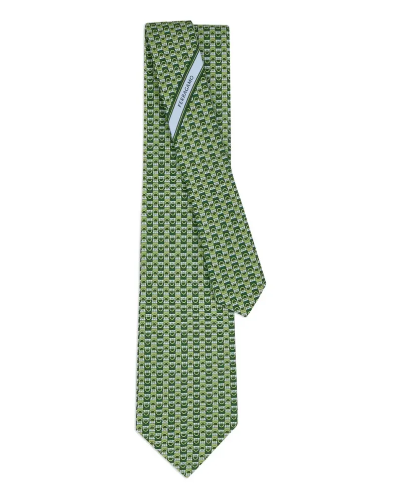 Ferragamo Seidenkrawatte mit Gancini-Print - Grün Grün