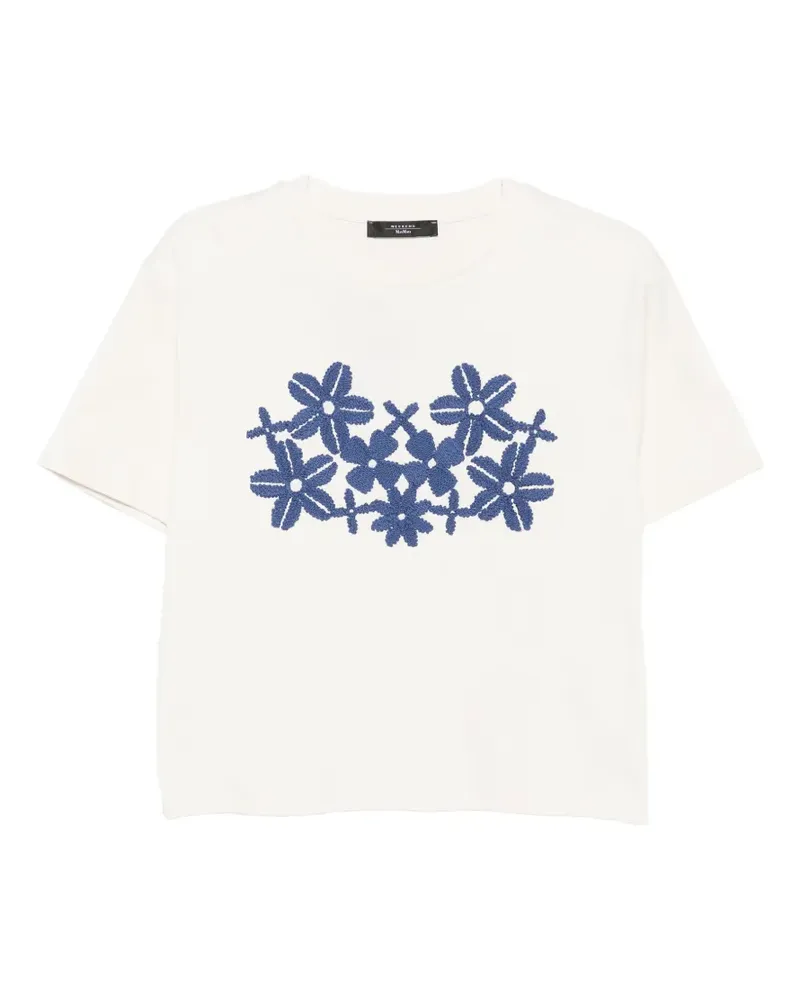 Max Mara T-Shirt mit Blumenstickerei - Nude Nude