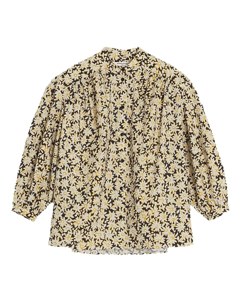 Kitsuné Hemd mit Blumen-Print - Schwarz Schwarz