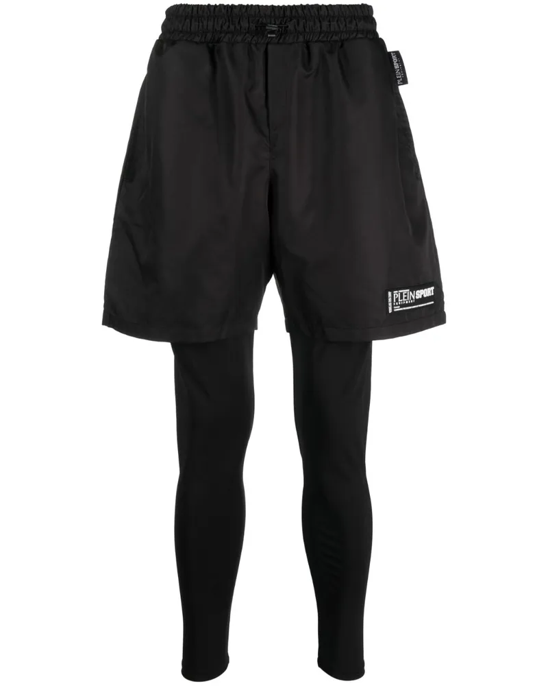 Philipp Plein Lauf-Shorts im Layering-Look - Schwarz Schwarz