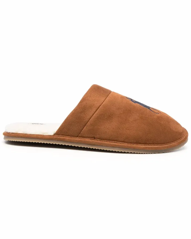 Ralph Lauren Slipper mit Polo Pony-Stickerei - Braun Braun