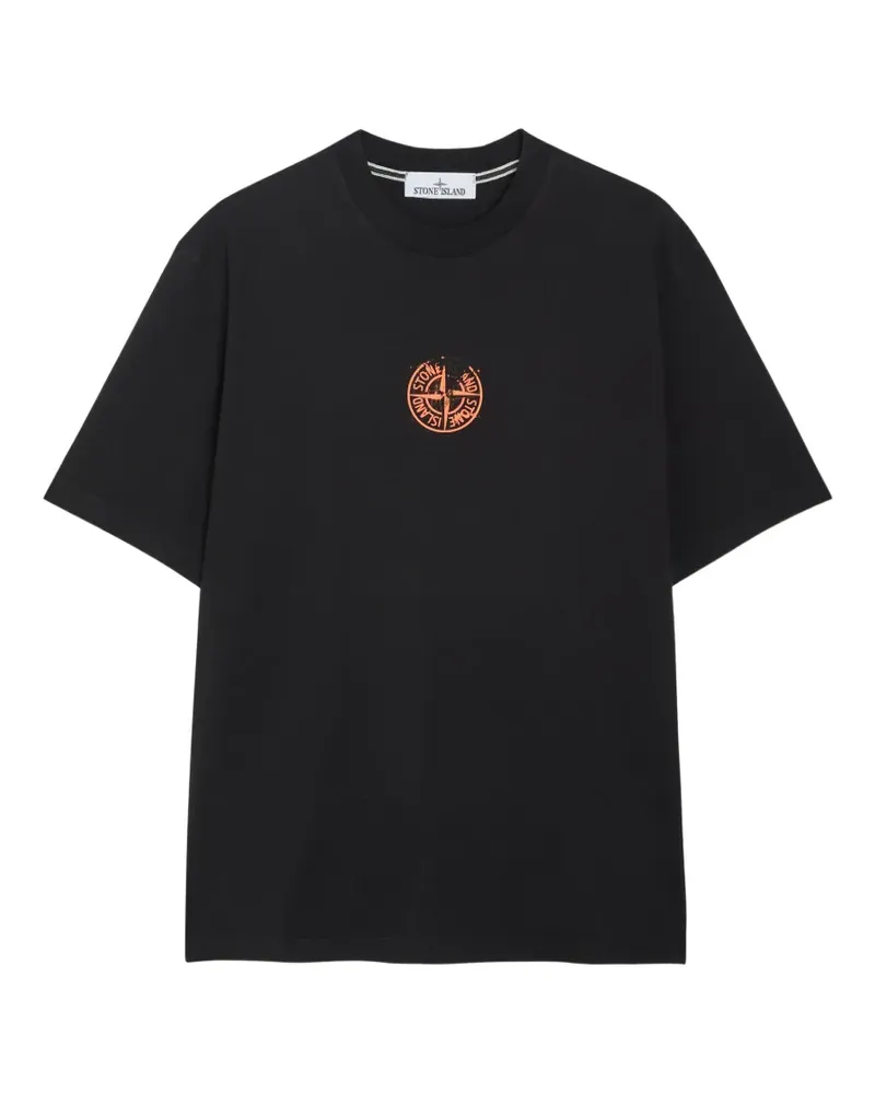 Stone Island T-Shirt mit Logo-Print - Schwarz Schwarz