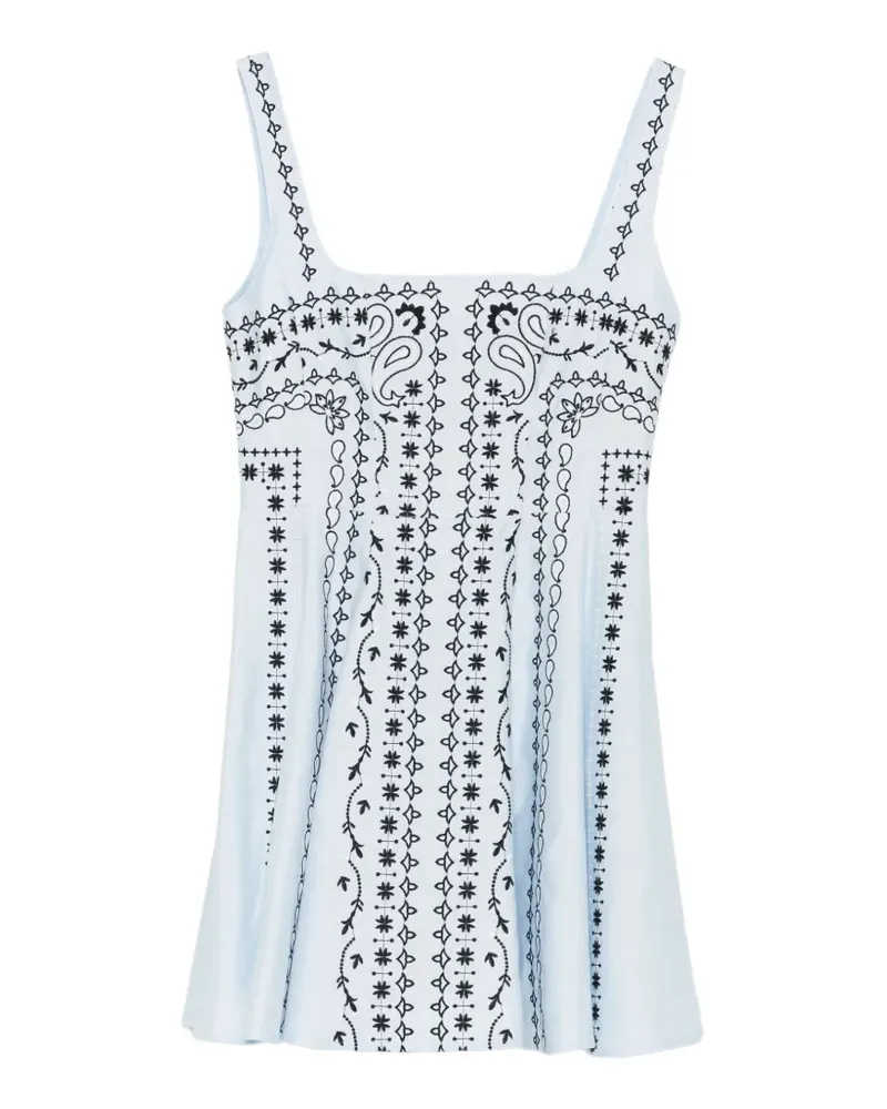 Maje embroidered square-neck mini dress - Blau Blau