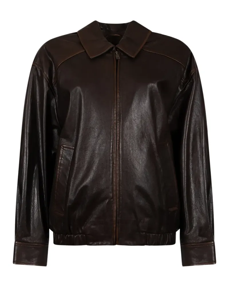 Max Mara zip-up leather jacket - Braun Braun