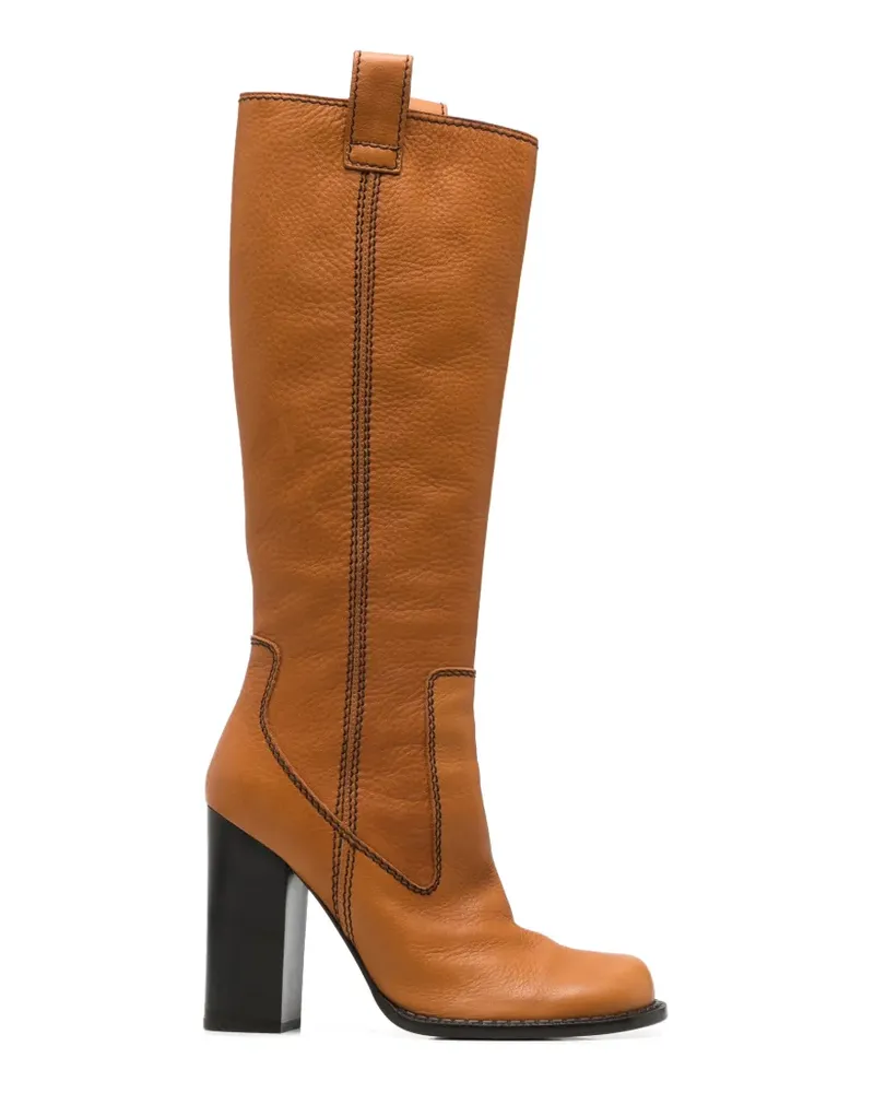 Dsquared2 2000s Lederstiefel mit Kontrastnähten - Orange Orange