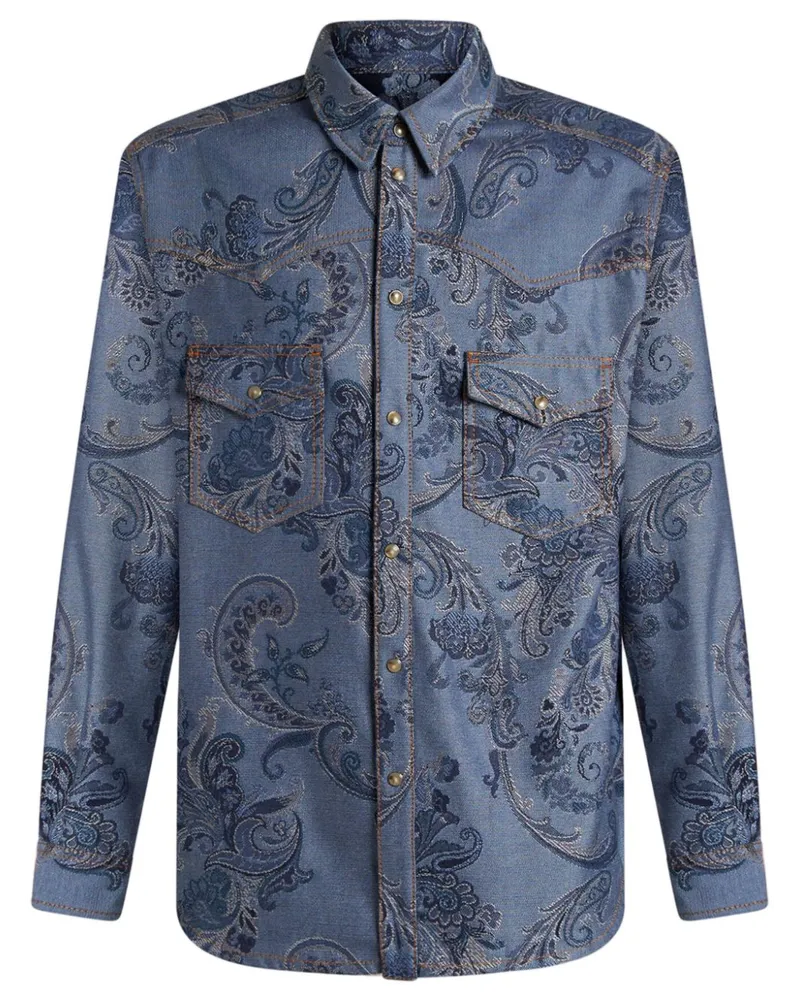 Etro Jeanshemd mit Paisleymuster - Blau Blau
