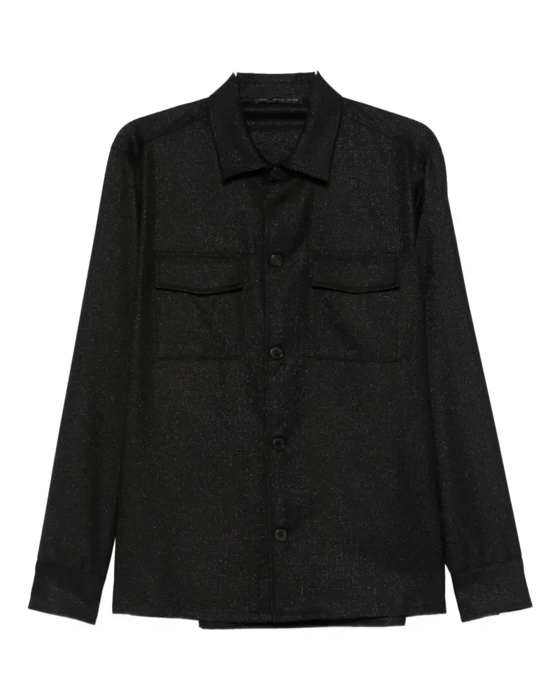 Low Brand Langärmelige Hemdjacke - Schwarz Schwarz