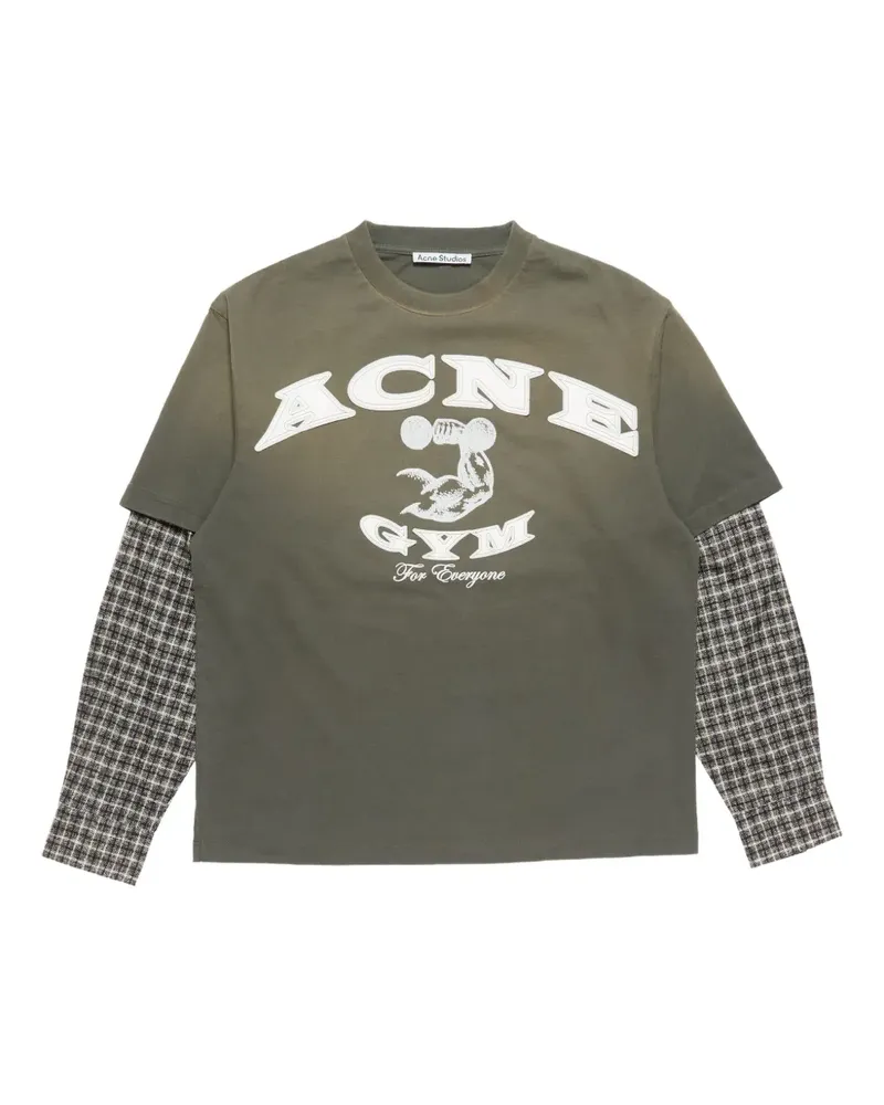 Acne Studios T-Shirt im Layering-Look mit Logo - Grün Grün
