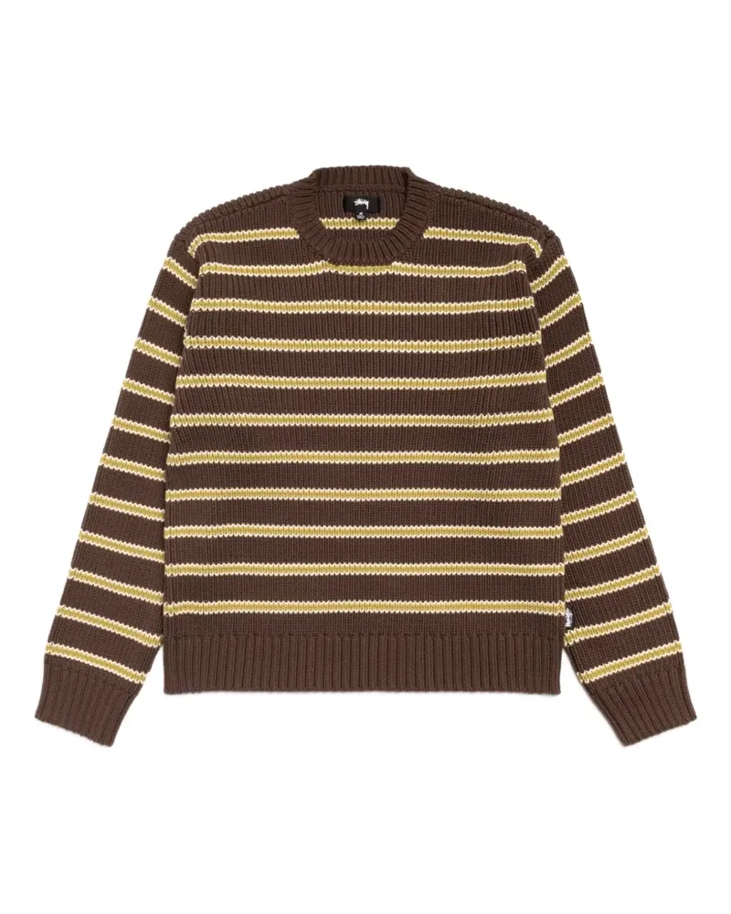 Stüssy striped crew-neck sweater - Braun Braun
