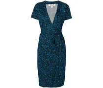 Besticktes Wickelkleid aus Seide - Schwarz