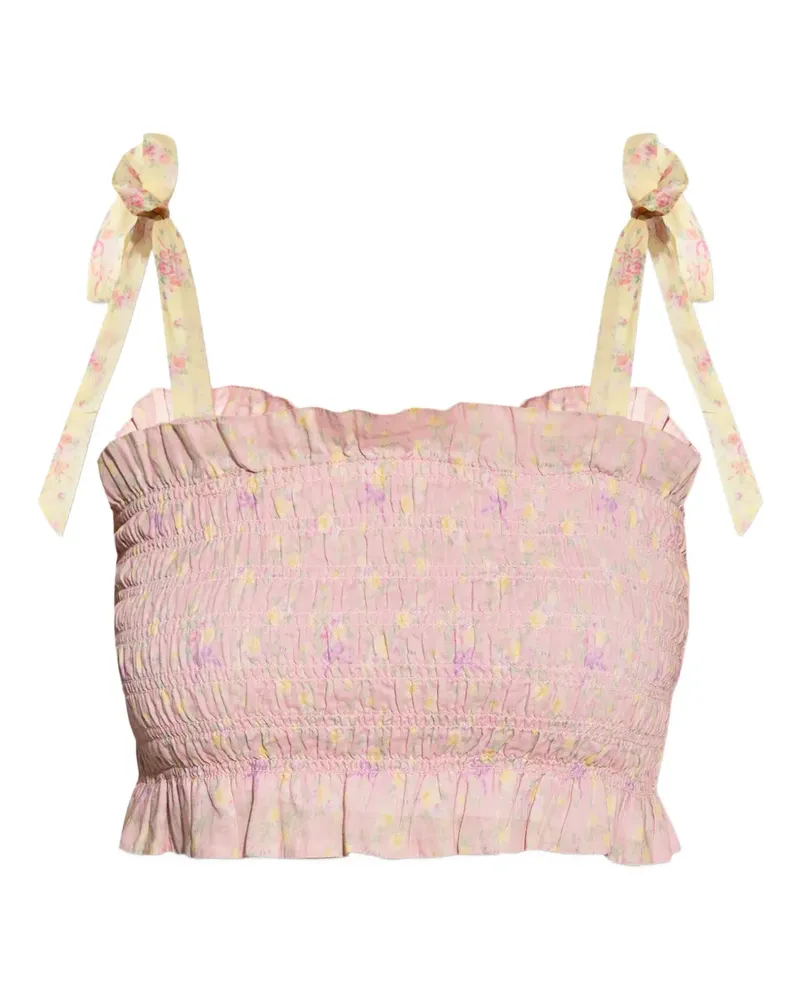 LoveShackFancy Gerafftes Cropped-Top - Rosa Rosa